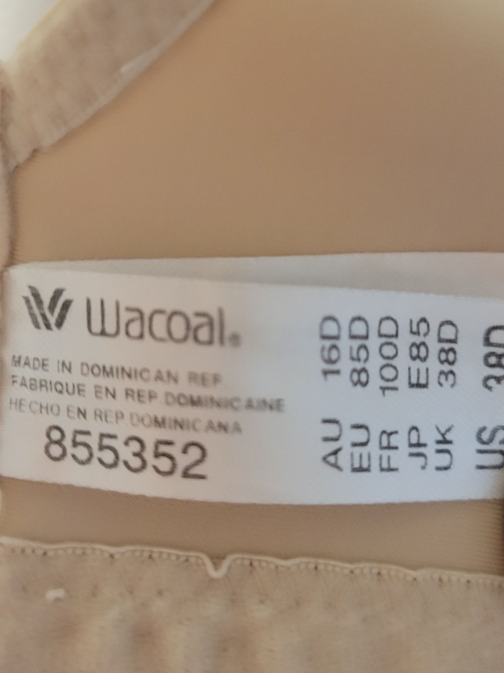 Wacoal High Standards Underwire Bra Size 38D 855352 Nude Beige Smooth Unlined